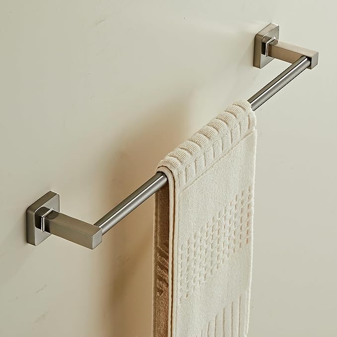 Bathroom Wall Mounted Towel Rack,18 Inch Brushed Nickel Towel Bar with Stainless Rack and Hand Towel Holder, Shower and Bath Towel Racks for Bathroom Wall(Total Length 20-Inch)