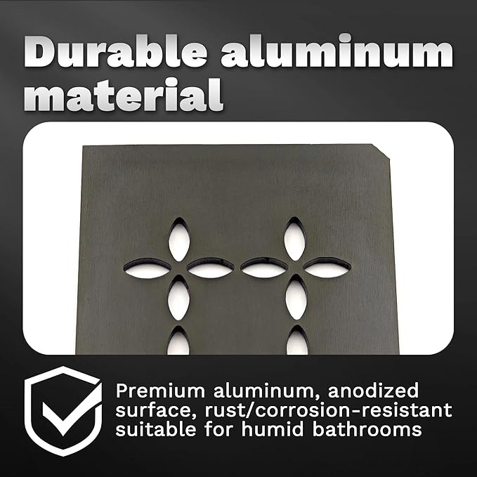 12 Inch Matte Smooth Black Surface Aluminum Material Shower Niche Shelf Rectangular Bathroom Niche Shelf with Floral Design Fits Prefabricated Tile Niches 1 Pack
