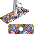 Kitchen Sink Splash Guard Faucet Mat Talavera Mexican Boho 1PC Absorbent Fast Drying Faucet Guard & Draining Mat Sink Splash Guard Behind Faucet Drip Catcher for Kitchen Bathroom RV (15.4" X 5.7" )