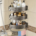 3Pcs Corner Shower Shelf Caddy Suction Cup, No Drill Hole with Towel Bar and Hook, Gray Bathroom Storage Rack, Zero Drill Triangle Shelves, Store Toiletries and Bath Towel for Bathroom Kitchen RV