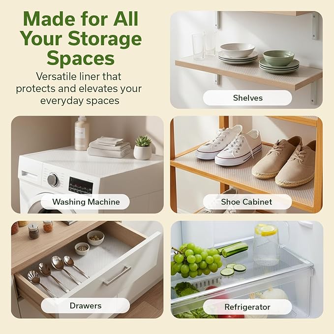 EVALAND Shelf Liners for Kitchen Cabinets Non-Adhesive 23.6" x 20 FT Clear Drawer Liner Non Slip, Washable Cabinet Liner, Waterproof Shelf Liners for Cabinets, Refrigerator Bathroom Pantry Cabinet Mat