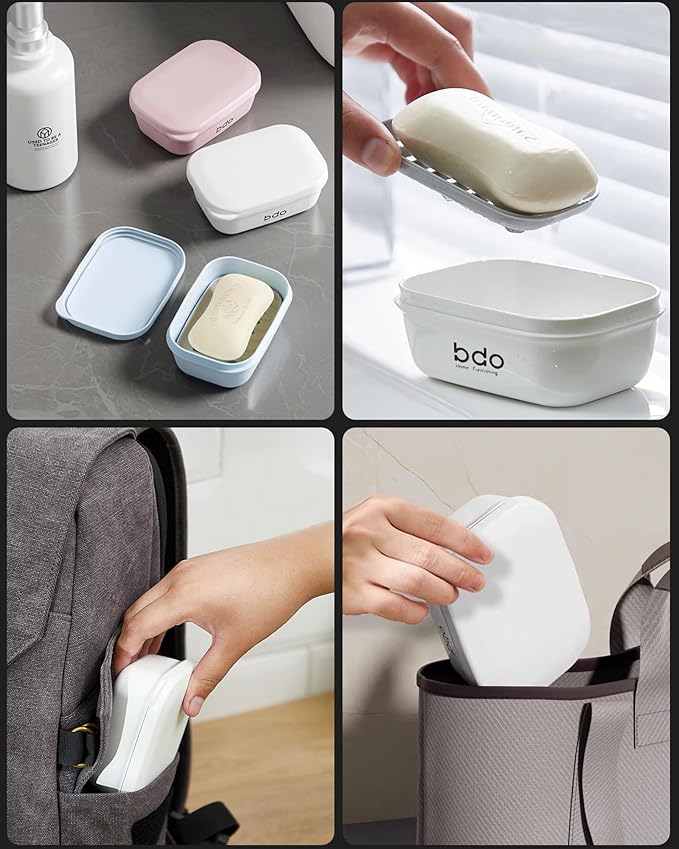 Travel Soap Case, Leakproof Soap Container with Lid, Portable Bar Soap Holder for Traveling, Soap Dishes for Bathroom, Shower, Gym, School, Camping, Vacation, Outdoor
