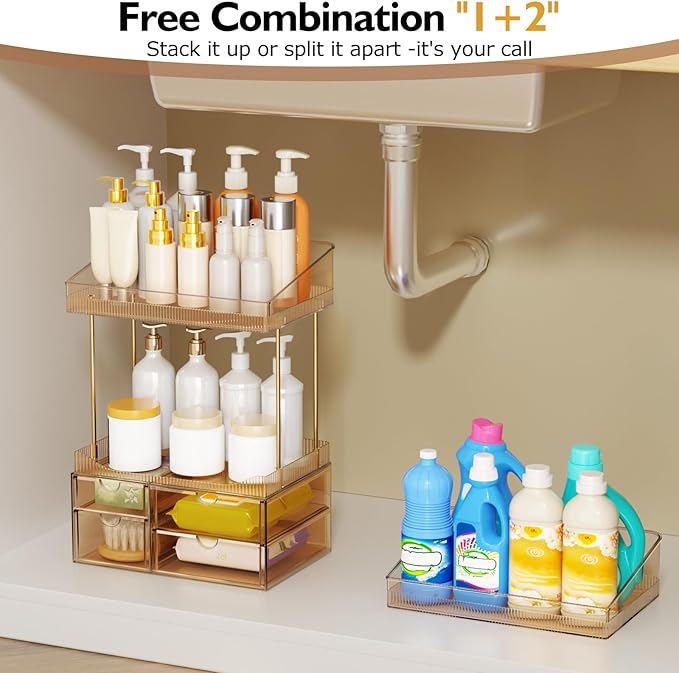 4 Drawers Makeup Organizer - 4 Tier Makeup Storage, Cosmetics Organiser, Ideal for Cosmetic, with Drawers for Countertop, Bathroom,Dresser Transparent Green for Both Outdoor and Indoor Use, Clear