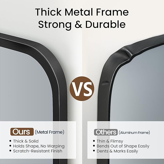 2 Pack Bathroom Mirrors for Over Sink, 24"x30" Matte Black Framed Vanity Mirror, Rounded Corner Rectangular Metal Mirror for Wall, Modern Farmhouse Industrial Decor