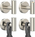 Brushed Nickel Towel Hook, Coat Robe Clothes Hook for Kitchen Garage Wall Mounted 4 Pack, 304 Stainless Steel, Heavy Duty Door Hanger, Cabinet Closet Wall Hook for Hotel Pool (Brushed Nickel)
