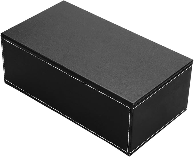 KINGFOM Rectangular PU Leather Tissue Box Cover - Facial Tissue Paper Napkin Holder for Bathroom, Home, Office, Car Automotive Decoration with Magnetic Bottom(Black)