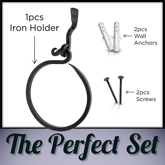 Wrought Iron Towel Ring - A Touch Of Artisanal Charm To Your Kitchen Or Bathroom With Our Handmade Towel Ring. Crafted By Blacksmiths, This Rustic Towel Rack Will Add A Timeless Elegance To Your Space
