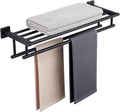 Towel Rack for Bathroom 24 Inch Wall Mounted Towel Rack Matte Black Towel Shelf with Double Towel Bar SUS304 Stainless Steel Towel Holder for Bathroom Wall Hotel Towel Rail