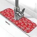 Christmas Snowflake Ho Red Buffalo Plaid Kitchen Sink Splash Guard Faucet Mat 1 Pcs, Absorbent Fast Drying Mat Gadgets Splash Guard For Bathroom 15 X 5.5 Inches