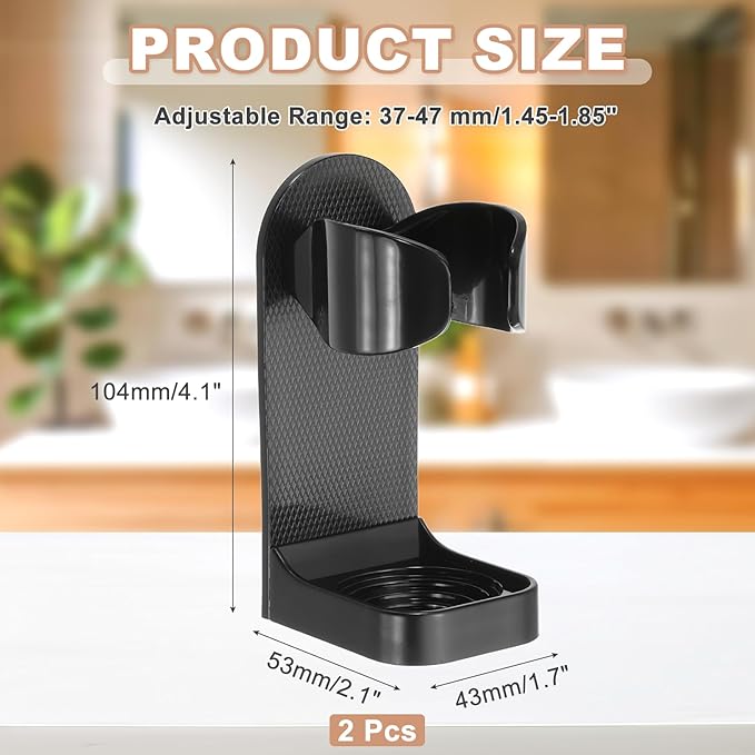 uxcell 2Pcs Electric Toothbrush Holder, Adjustable Wall Mounted Plastic Toothbrush Organizer Adhesive Storage Organizer Stand for Bathroom Tooth Brush Toothpaste Storage, Black