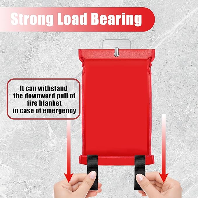 Emergency Fire Blanket Wall Hooks，Waterproof Stainless Steel Adhesive Hooks for Home Kitchen Bathroom Office and Outdoor (Silver, 8 Pack)