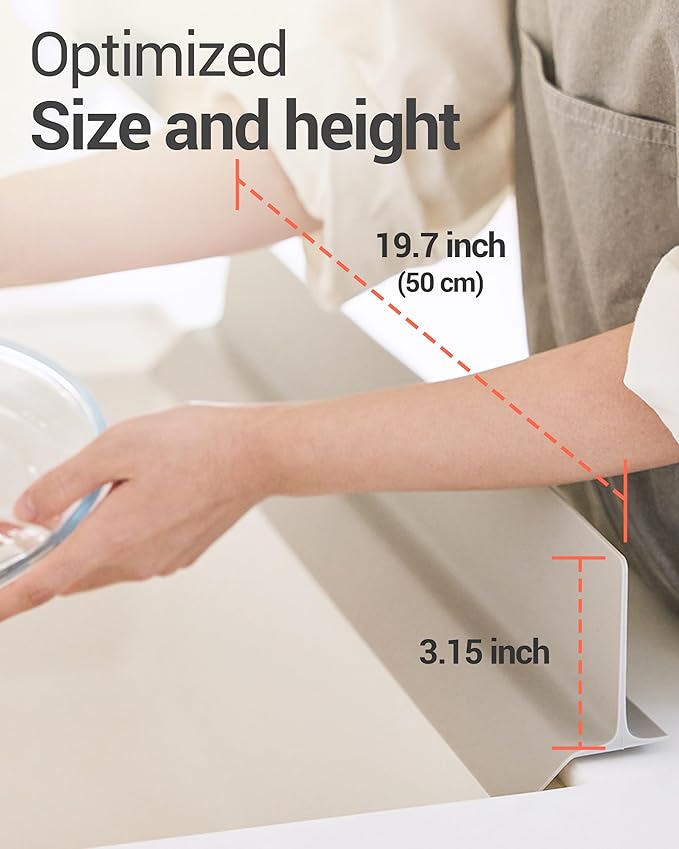 19.7 inches 100% Premium Silicone Kitchen Sink Splash Guard - Non Slip Strong Suction, Durable, and Easy-to-Clean Splash Protector for Mess-Free Cooking and Dishwashing (Deep Green)