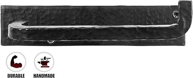 Wrought Iron Toilet Paper Holder – Rustic Wall-Mount Tissue Holder for Bathroom – Vintage Farmhouse Style - 6.6 x 3.2 Inches (Black)