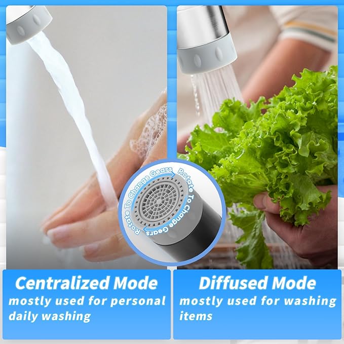 1080° Swivel Faucet Extender with 2 Function, Heavy Duty Rotating Sink Extension, Universal Swivel Robotic Arm, Rotating Splash Filter Extension for Kitchen Bathroom-2 Pcs/Silver