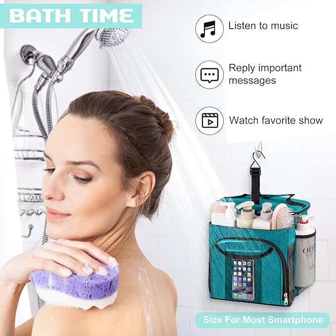 Attmu Mesh Shower Caddy Portable for Dorm College Essentials, Large Capacity Separate Compartment Hanging Toiletry Bag for College Student Camping Gym Travel Essentials (Green)