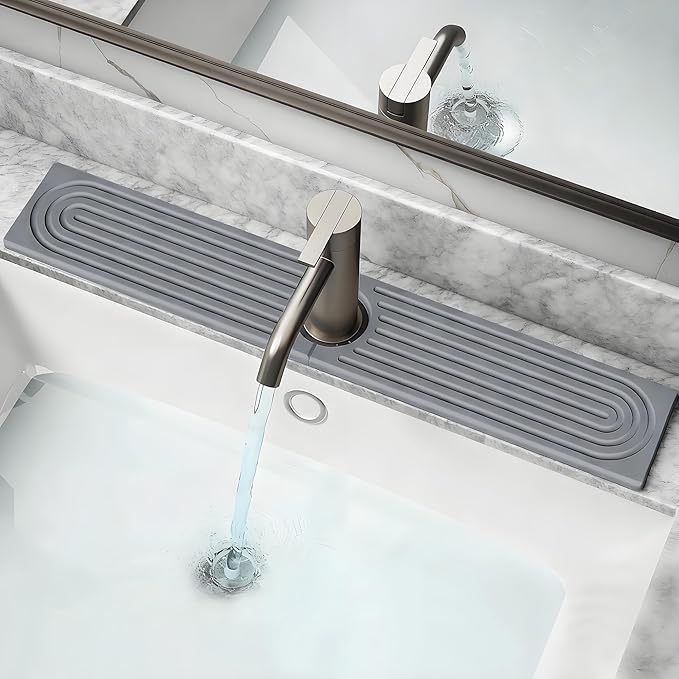Diatomite Stone Faucet Mat for Kitchen Sink(23.6" x 3.9")- Super Absorbent & Quick-Drying Sink Faucet Mat, Durable Kitchen/Bathroom Sink Protector Sink Stone Quick Dry Around Faucet Christmas Gifts