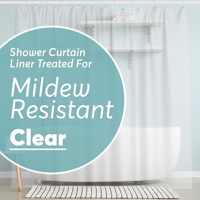 BigFoot Shower Curtain Liner – 36 x 72 PEVA Premium Shower Curtain with Rustproof Metal Grommet and 2 Magnetic Weights – Odor Free and Compatible with Standard Showers, Clear