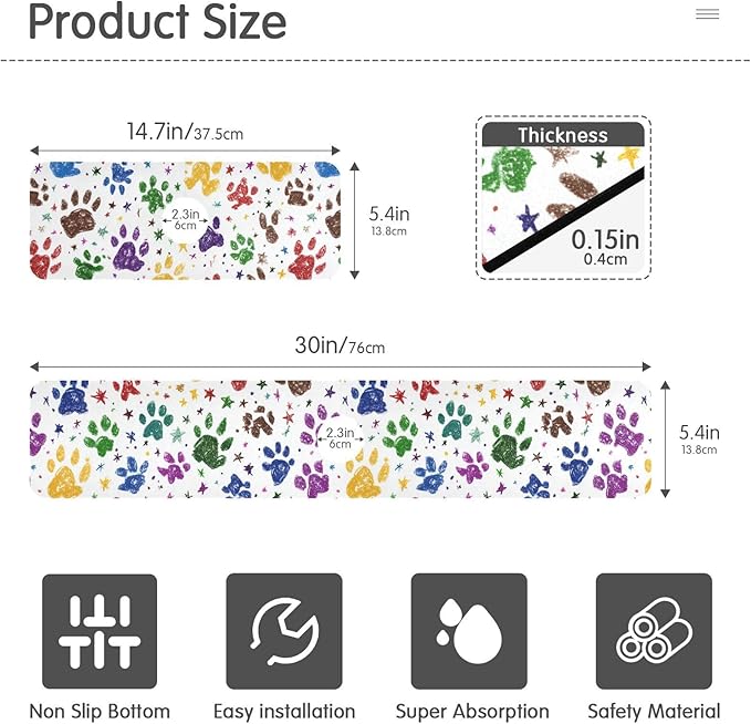 Kitchen Sink Splash Guard 1 PC 30 Inch Sink Faucet Mat Splash Guard for Bathroom Countertop Water Absorbent Foldable Cuttable Soft Washable Paw Prints and Stars