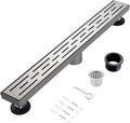 24 Inch Linear Shower Drain, Brushed Nickel Shower Drain,Removable Grate, 304 Stainless Steel, Easy to Install and Clean for Bathrooms (Drain Base Not Included), LSD-01A-24S