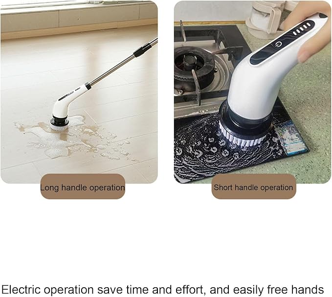 Electric Scrubber, Cordless Multifunction Retractable Handle Power with 9 Brushes, for Bathroom, Kitchen, Automotive Interior