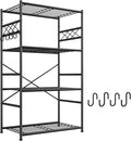 Storage Shelves 4 Tier Shelf Organizer,Metaling Shelving with Hooks,Heavy Duty Garage Shelves Unit with Leveling Feet,Wire Shelving for Pantry,Kitchen and Closet,23.6" W x 13.8" D x 60.4" H