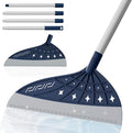 Air Broom for Household Cleaning, Silicone Broom Adjustable Handle, Sweep and Scrape 2-in-1 Squeegee Broom for Wet&Dry Messes, Hair, Liquids, Glass, Bathroom, Kitchen on Smooth Floor (Blue)