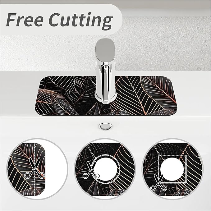 Kitchen Sink Splash Guard，Black cat hiding in jungle Faucet Mat Sink Gadgets-Super Absorbent Fast Drying Mat Drip Catcher for Kitchen, Bathroom,Sink Mat, Dish Drying Mat, Bathroom(15" X 5.5" )