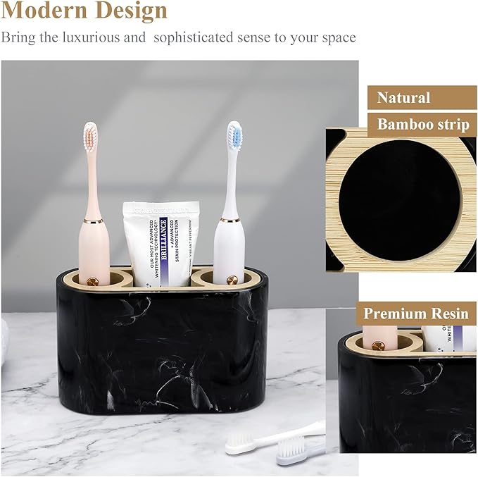 Shinowa Toothbrush Holder,Premium Toothbrush Organizer,Bathroom Storage Organizer for Electric Toothbrush, Toothpaste, Razor, Comb, Ink Black