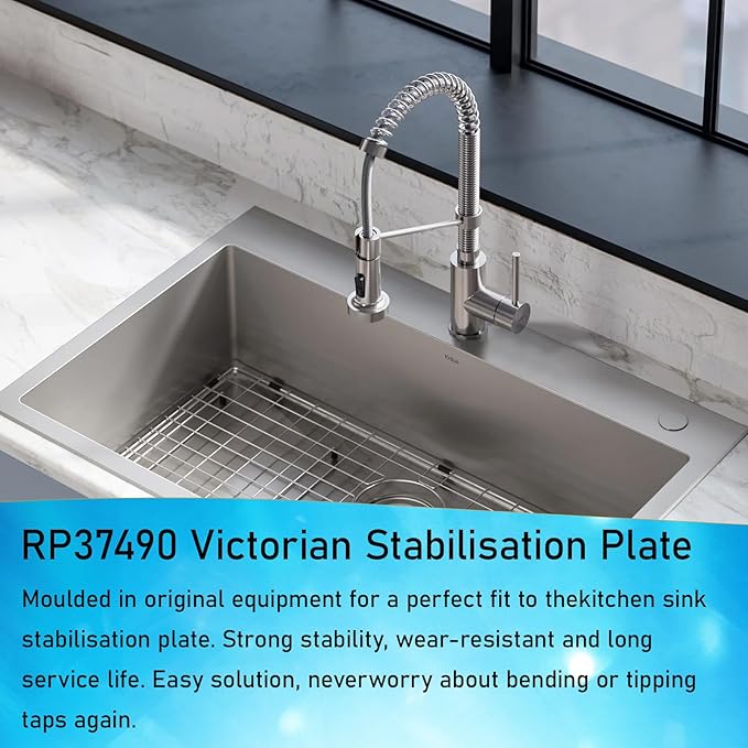 Faucet Stabilization Plate for Delta Rp37490 Victorian Sink Retaining Plate, Faucet Reinforcement Plate Baseplate 3 Hole Under Sink Faucet Bracket, Black