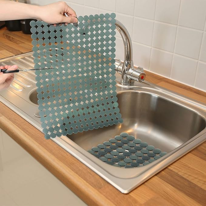 Sink Protectors Mat for Kitchen Sink - 2Pack Adjustable Kitchen Sink Mat Fast Draining - Dish Drying Mat for Dishes And Glassware - Easy to Clean & Diy Cut