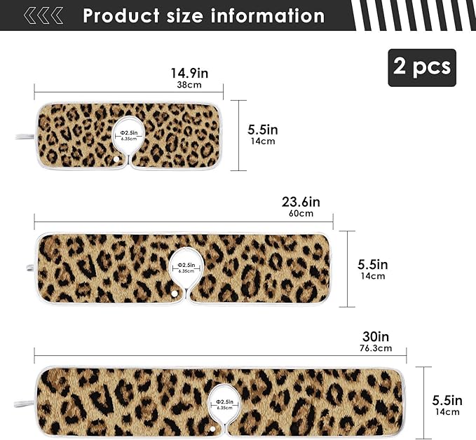 2 PCS Kitchen Sink Splash Guard 14.9 Inch Faucet Mat for Kitchen Sink Bathroom Sink Faucet Absorbing Drip Drain Mat Pad Microfiber Soft Washable Brown Leopard Print