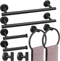 8 Pieces Bathroom Towel Rack Set, Includes 2PCS 23.6 inch Towel bar, 2PCS Towel Hook, 2 PCS Towel Ring, 2PCS Toilet Paper Holder-Matte Black Bathroom Accessories Sets