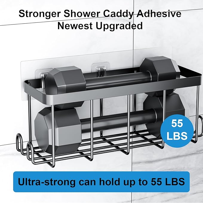 10 Shower Caddy Adhesive Replacement Flat, Transparent Strong Adhesive Hooks, No Drilling, Waterproof, for Shower Caddy, Bathroom Storage Shelves and Kitchen Racks (Triple*6pcs + Single*4pcs)