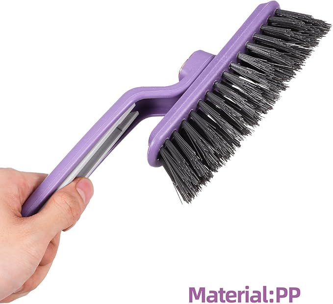 Rotating Hard Bristle Crevice Cleaning Brush 360° Gap Scrub Tool for Bathroom Tiles and Sink Cleaning Purple Multifunctional No Dead Corners
