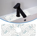 Grey Blue Leave Branche Faucet Mat for Kitchen Sink Botanical Flower, Soft Diatom Mud Material, Strong Water Absorption, Non-slip, Easy to Clean for Bathroom, Kitchen 15"X5.5"