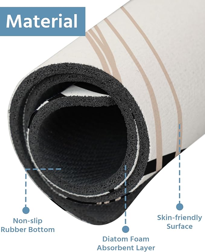 Patterned Sink Faucet Mat Kitchen Splash Guard Super Absorbent Drying Mat, Non-Slip Drain Pad for Kitchen Counter or Bathroom-24x5.5in