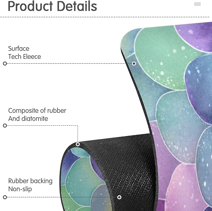 Kitchen Sink Splash Guard 2 PCS 14.7 Inch Sink Faucet Mat Splash Guard for Bathroom Countertop Water Absorbent Foldable Cuttable Soft Washable Watercolor Mermaid Scales Colors