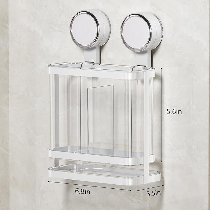 Toothbrush Holders Wall Mounted for Bathrooms, Suction Cup Electric Tooth Brush and Toothpaste Organizer Razor Holder for Shower, Countertop, Vanity, Clear