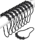Shower Curtain Hooks Rust Proof (Set of 12) - Stainless Steel Shower Curtain Rings - Anti Slip Roller Balls for Easy Glide (Secure Lock Hooks, Matte Black)