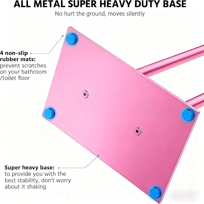 CISILY Pink Toilet Paper Holder Stand with Phone Shelf, Bathroom Toliet Decor Decoration. Tissue Paper Roll Holder Free Standing Storage Decor Accesories