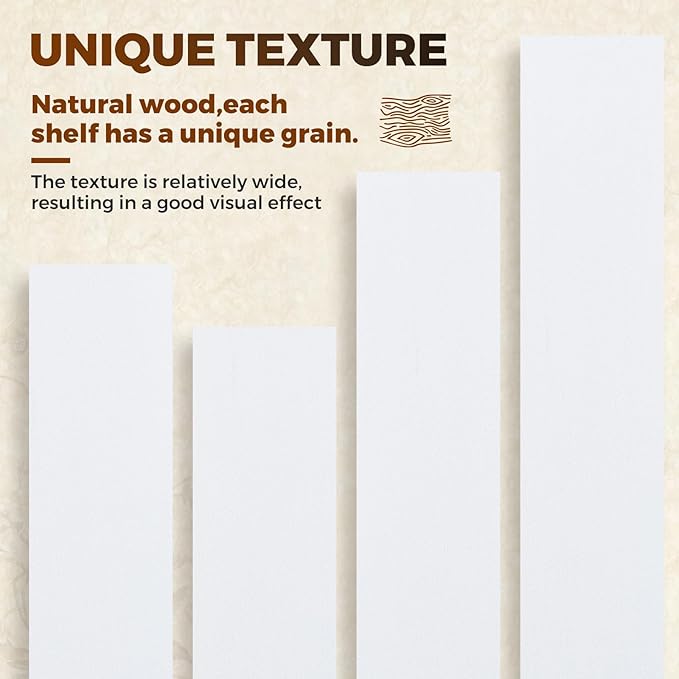 Floating Wall Shelves 30x6.8x1.7 Inch – Solid Wood Rustic Shelves in White Finish – Wall Mounted Heavy Duty Display Shelf for Kitchen, Bedroom, Living Room – Set of 2