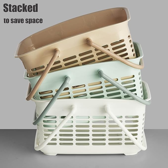 ALINK Plastic Shower Caddy Basket with Handle, Portable Organizer Storage Basket for College Dorm, Bathroom, Kitchen - Blue