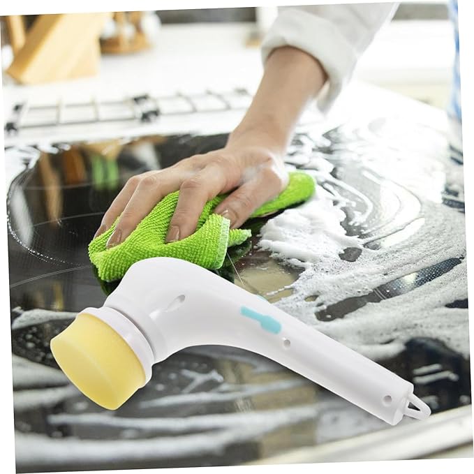 Alipis Multi-Function Cordless Electric Scrubber Cleaning Brush with Interchangeable Heads for Bathroom and Kitchen Lightweight and Design for Easy Use