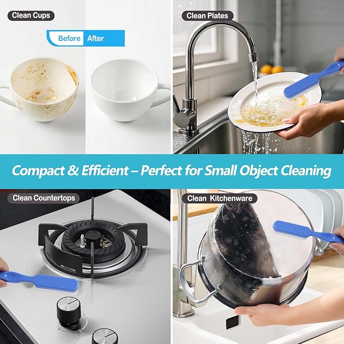 Magic sponges with Long Handle, 39 Melamine Sponge Refills & 2 Magic Sponge Brush Handles for Kitchen Sink, Stove, Bathroom, Wall & Precision Oil Stain Cleaning
