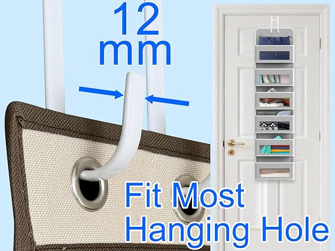 Over The Door Twin Metal Hooks with Plastic Coating 5.5" Fit 0.5" to 1 3/8" Door 2 Sets Heavy Duty Towel Robe Rack Wreath Bathroom Shower Hanger Shoe Organizer Ironing Board Short White