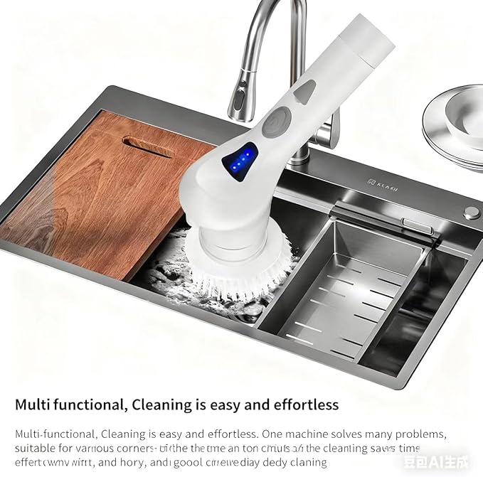 Electric Multifunctional Cleaning Brush Set for Home Use - Manual Powerful Cleaning Tool Kit (8-Piece Set) for Kitchen, Bathroom, Toilet and Floors.