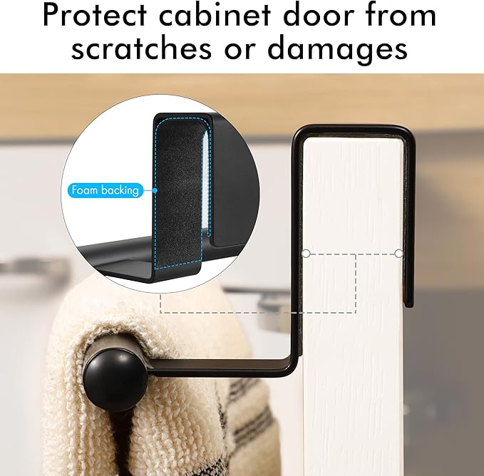 KES Over The Door Towel Rack, Over Cabinet Towel Bar Kitchen Bathroom Towel Holder Storage Dish Towel Holder, Over Cabinet Cupboard Door Towel Bar, Matte Black 2 Pack, KTH500S26-BK-P2