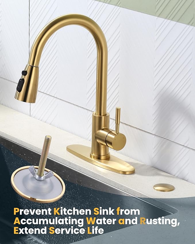 ALEASHA Kitchen Sink Hole Cover, Faucet Hole Cover for Kitchen Sink, Tap Hole Plate Stopper Cover Blanking Brass Metal Plug, Brushed Gold