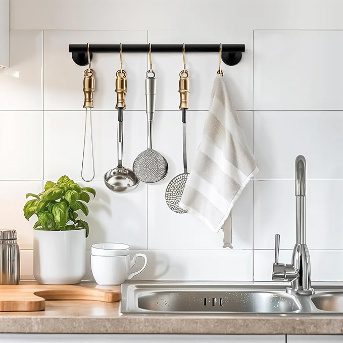 Bathroom Towel Bar, 16 Inch Towel Racks for Bathroom Wall Mounted, Heavy Duty Bathroom Towel Holder Organizer, Stainless Steel Home Towel Rod, Matte Black