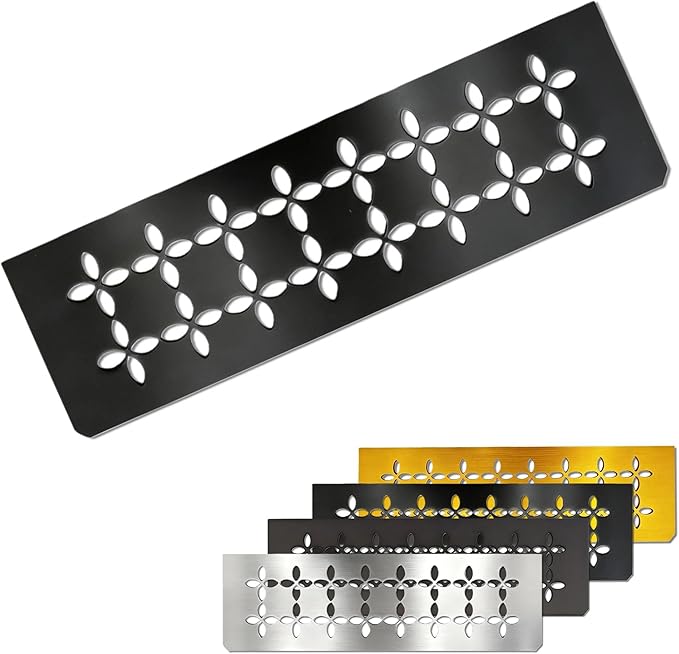 12 Inch Matte Smooth Black Surface Aluminum Material Shower Niche Shelf Rectangular Bathroom Niche Shelf with Floral Design Fits Prefabricated Tile Niches 1 Pack